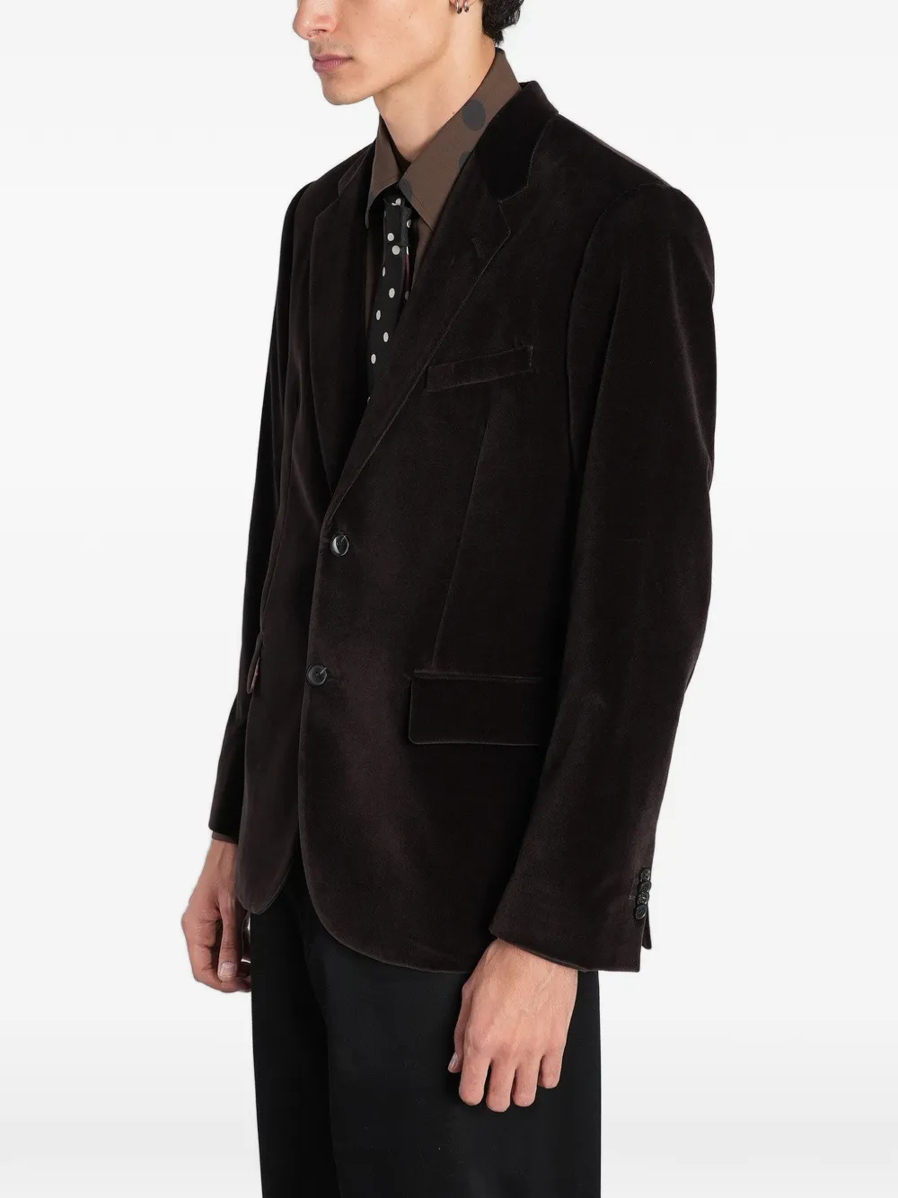 Paul Smith velvet-effect single-breasted blazer Bruin