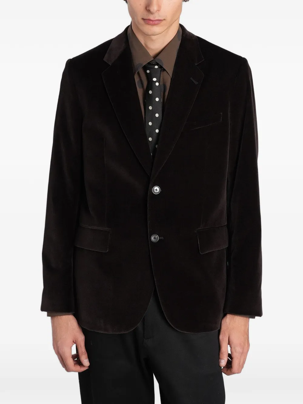 Paul Smith velvet-effect single-breasted blazer Bruin