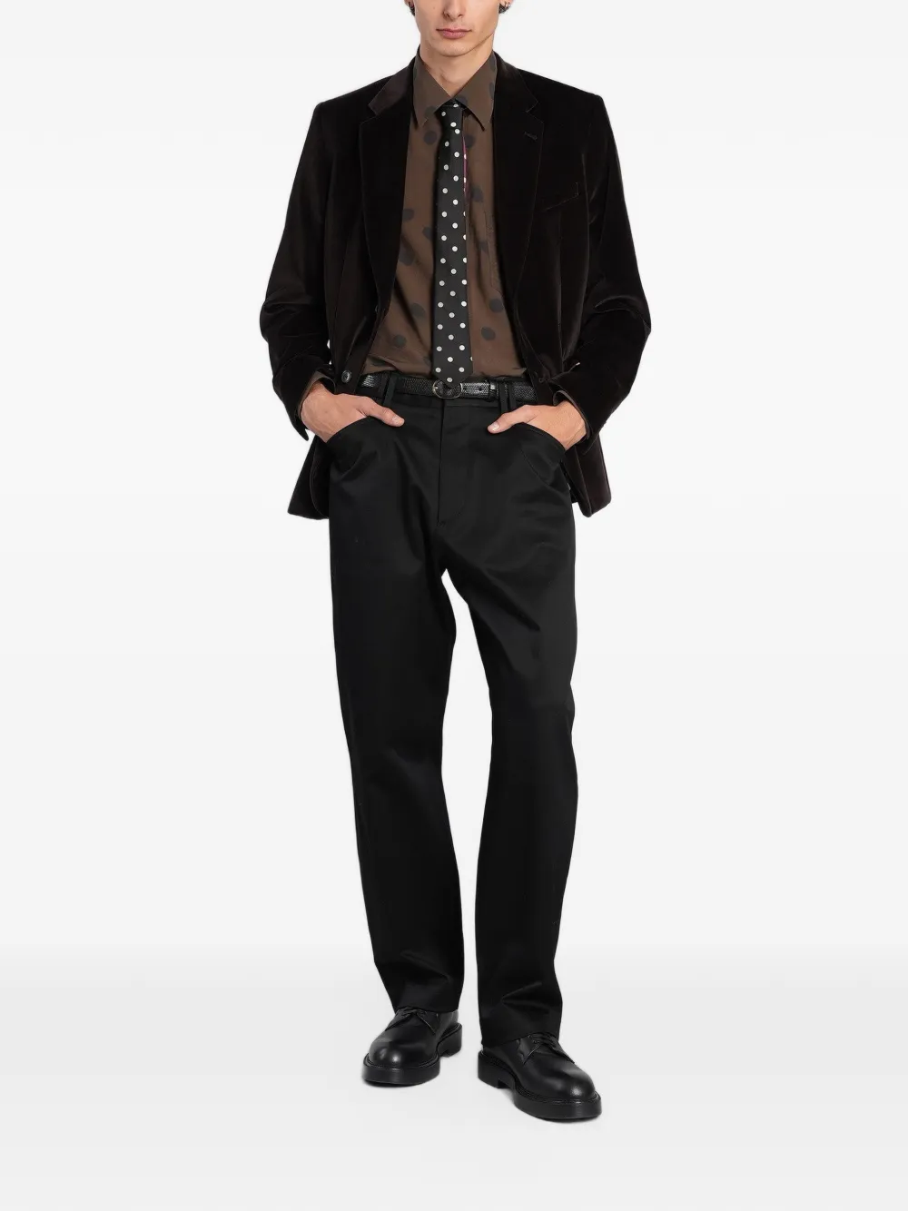 Paul Smith velvet-effect single-breasted blazer Bruin