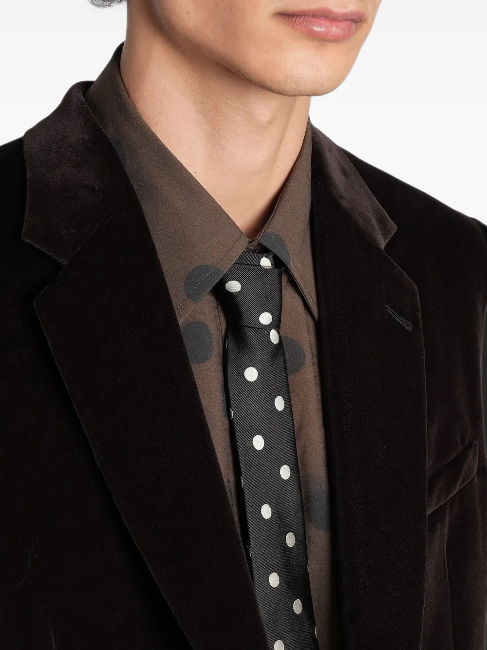 Paul Smith velvet-effect single-breasted blazer Bruin
