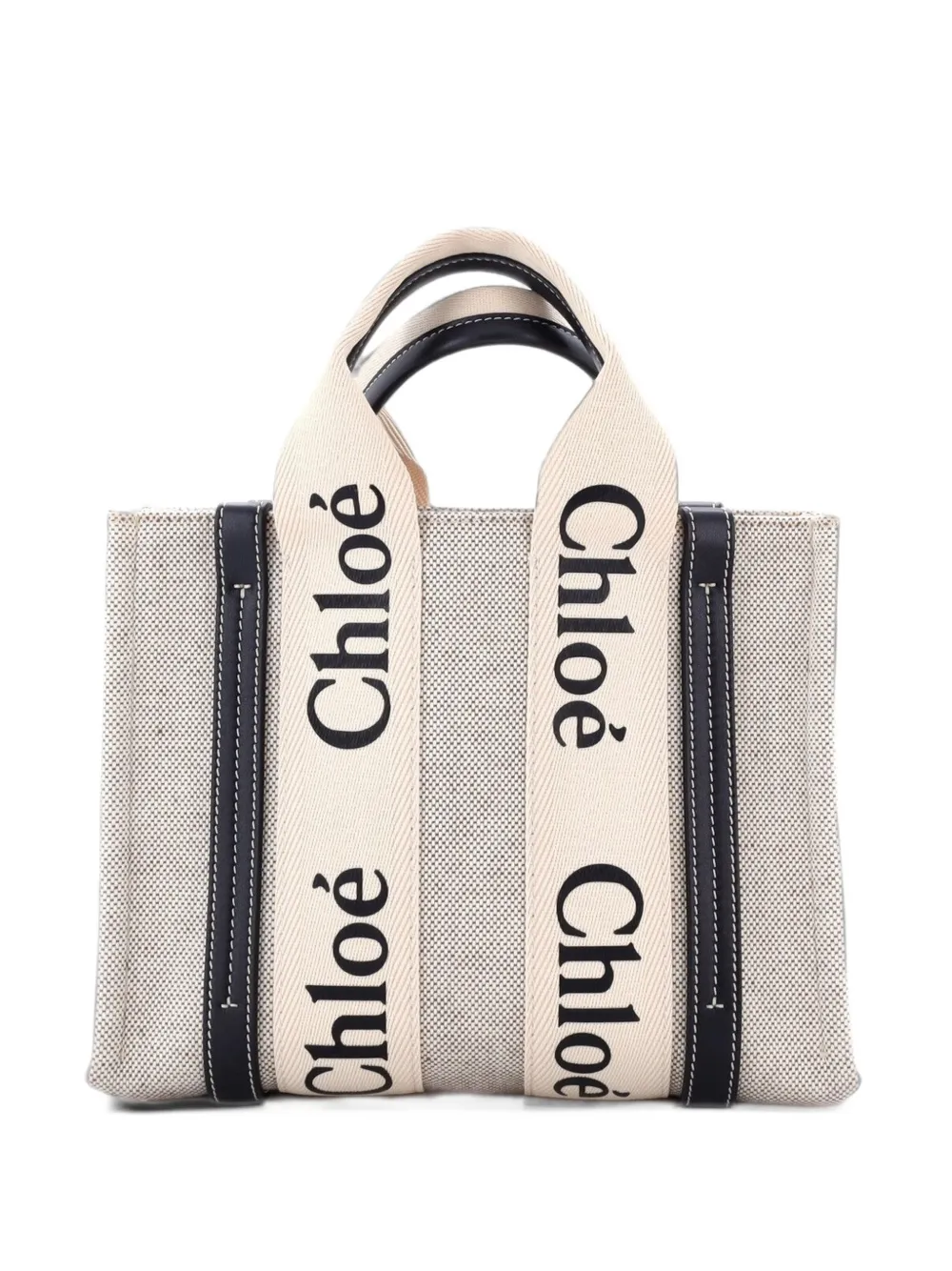 Chloé Pre-Owned Woody Canvas with Leather Small tote bag - Nude