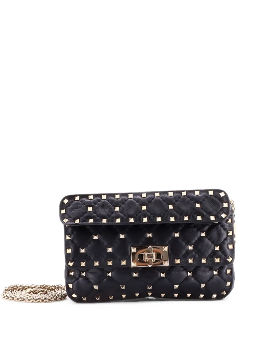 Valentino Garavani Pre-Owned Rockstud Spike Flap Bag Quilted Leather Small crossbody bag - Schwarz