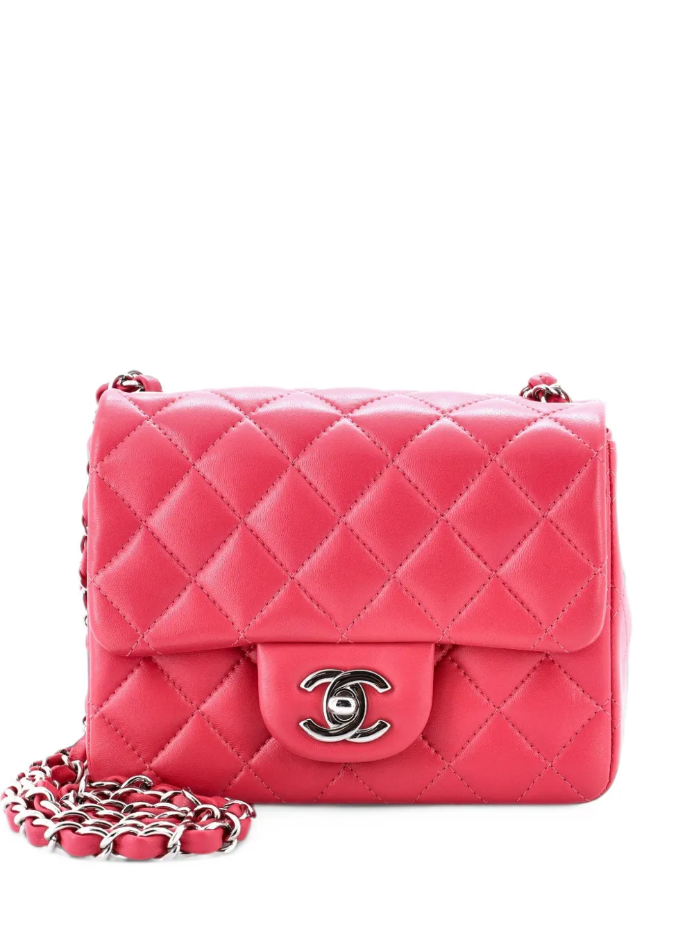 CHANEL Pre-Owned Square Classic Single Flap Bag Quilted Lambskin Mini crossbody bag - Rosa