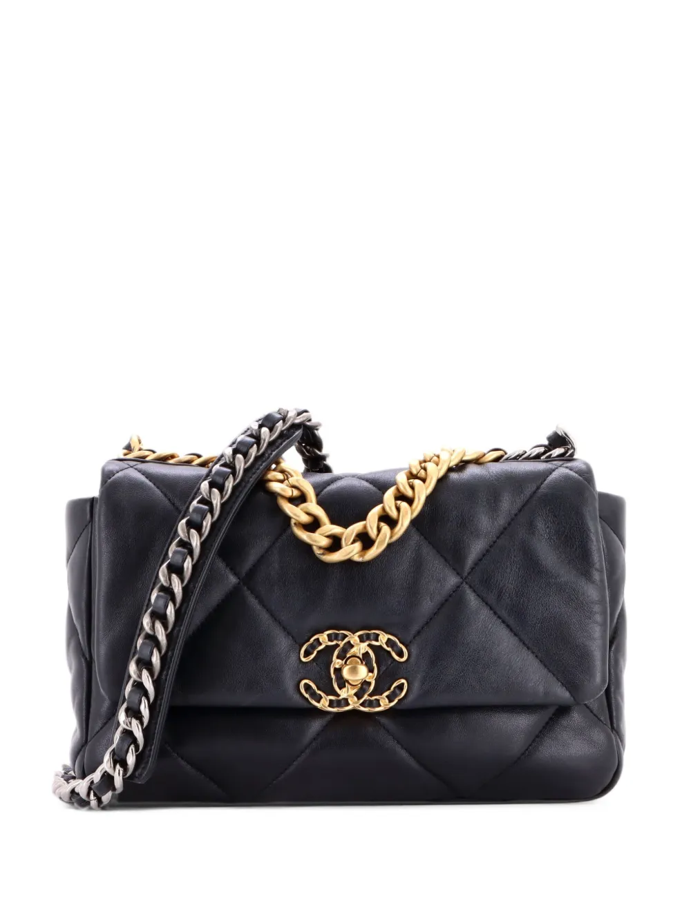 CHANEL Pre-Owned 19 Flap Bag Quilted Stitched Lambskin Medium shoulder bag - Schwarz