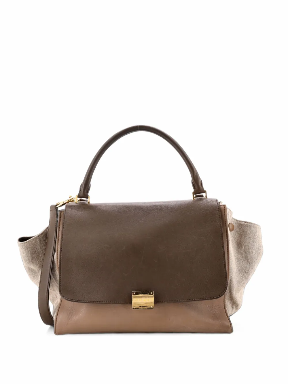 Celine Pre-Owned Trapeze Bag Leather with Canvas Medium satchel - Brown