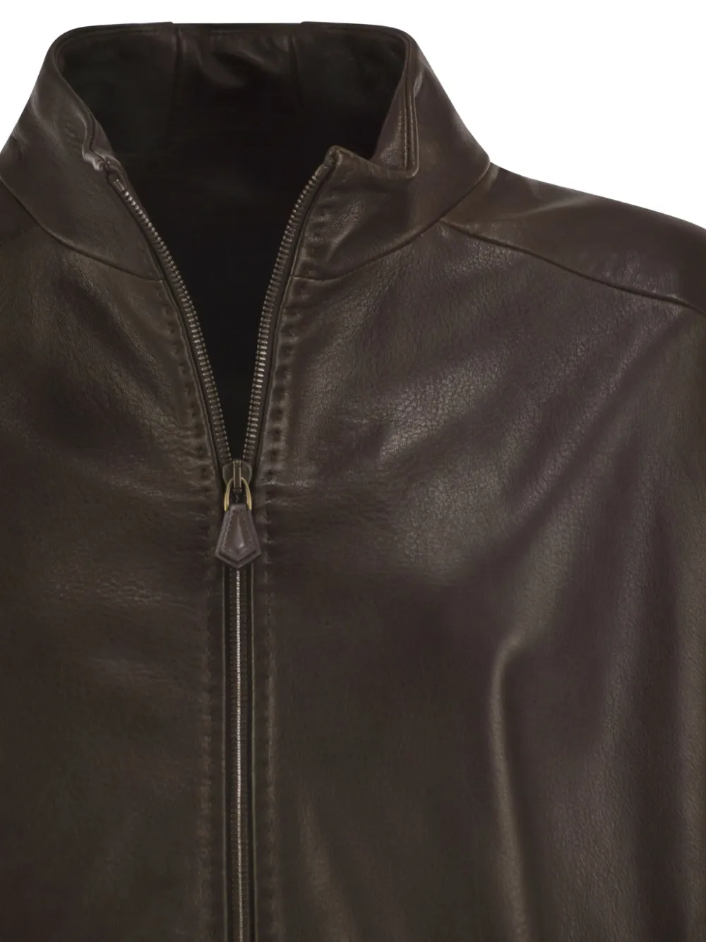 Max Mara lambskin nappa leather blouson mud Bruin