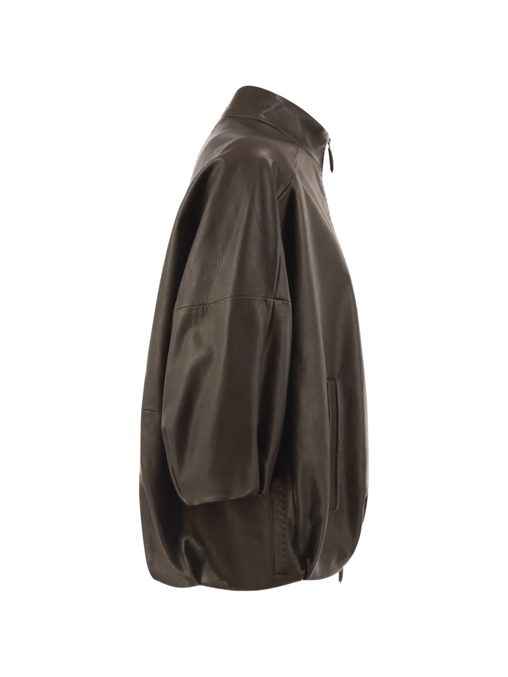 Max Mara lambskin nappa leather blouson mud Bruin