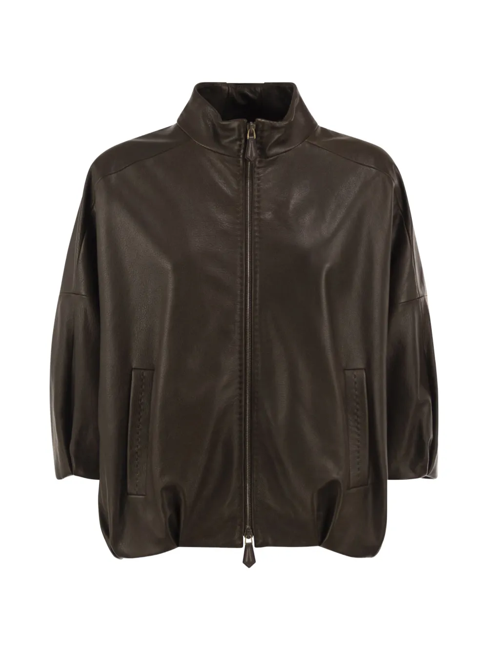 Max Mara lambskin nappa leather blouson - mud - Braun