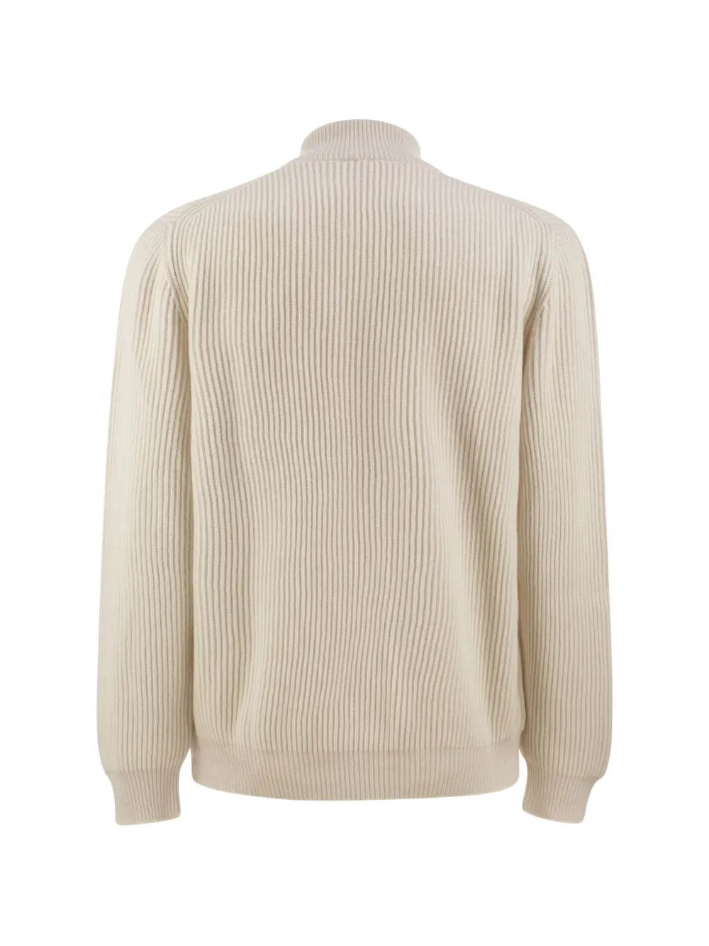Kiton ribbed-knit half-zip sweater Beige