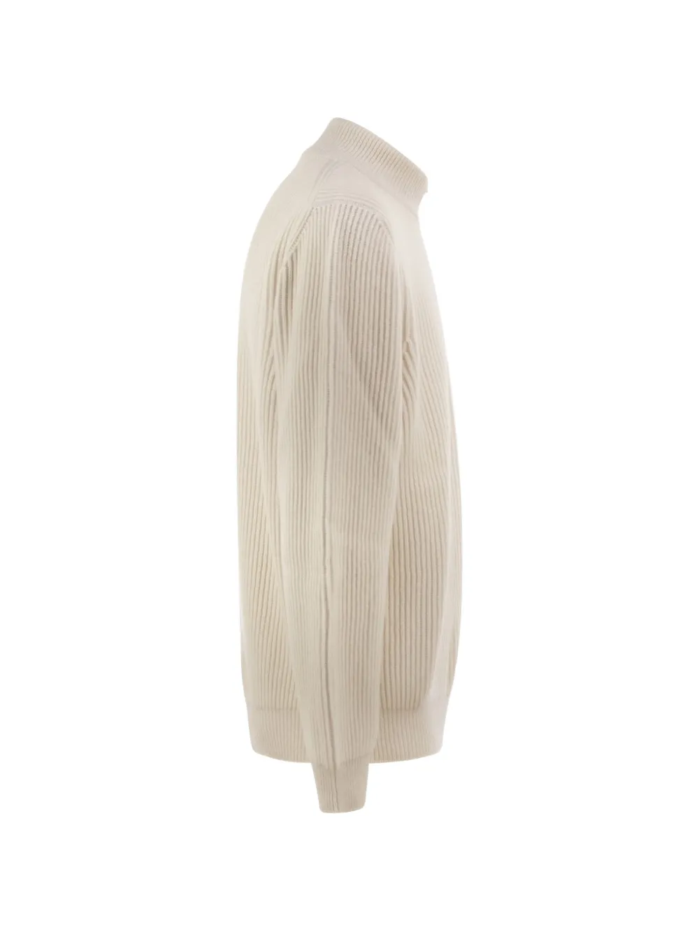 Kiton ribbed-knit half-zip sweater Beige