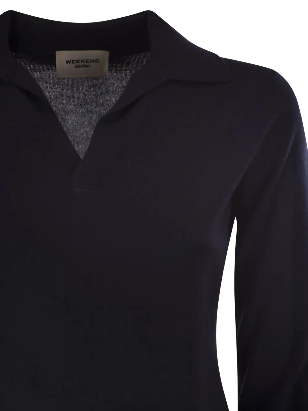 Weekend Max Mara Cappa wool and cashmere yarn polo shirt navy Blauw