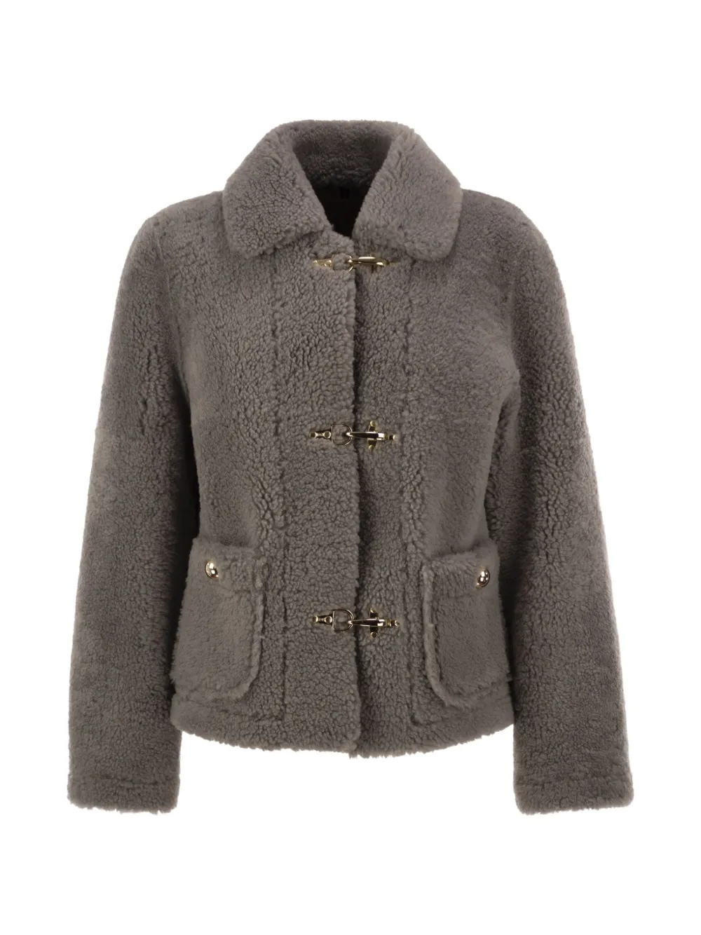 Fay hook-fastening shearling jacket Grijs