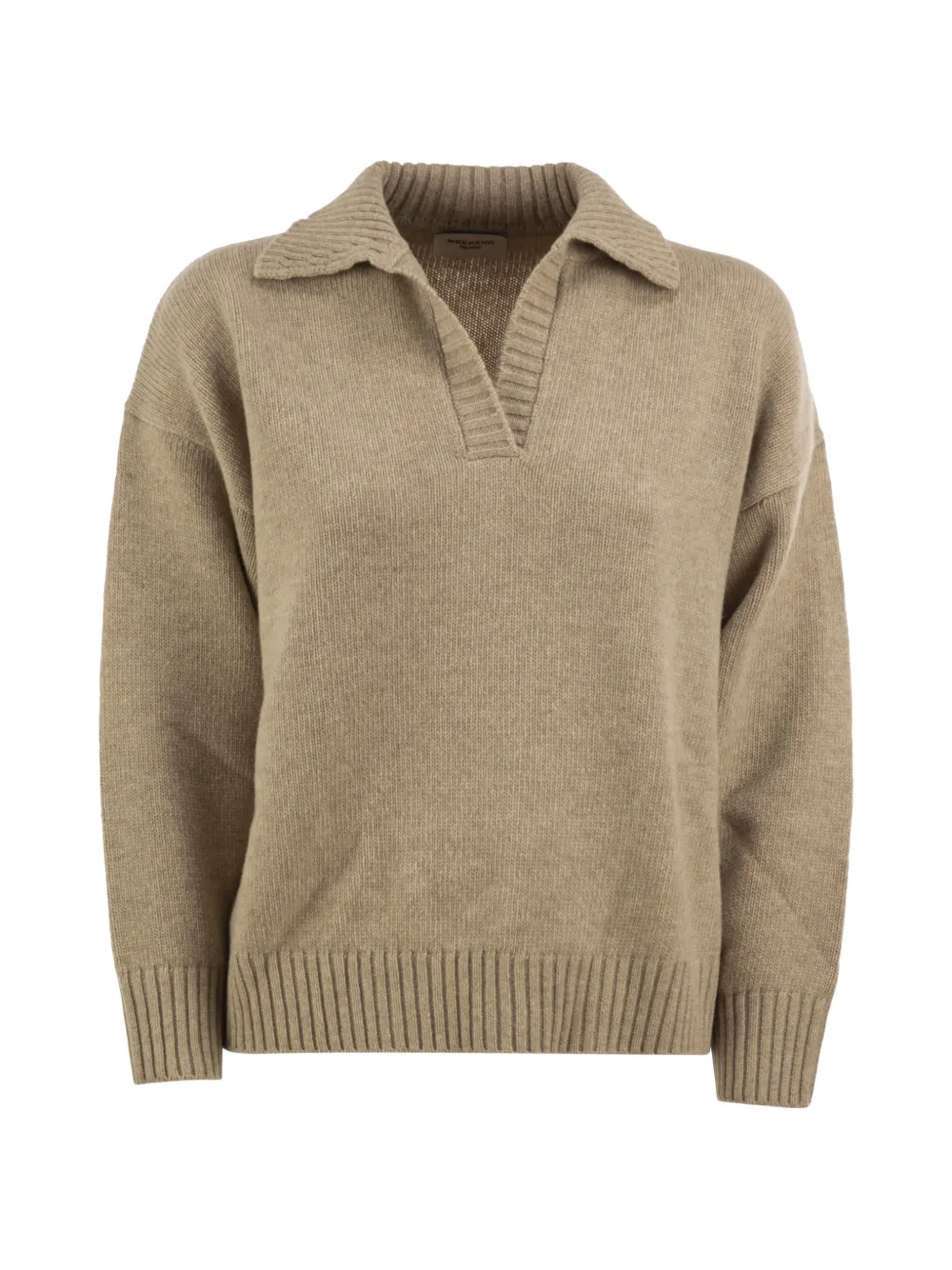 Weekend Max Mara polo-collar dropped-shoulder sweater Beige
