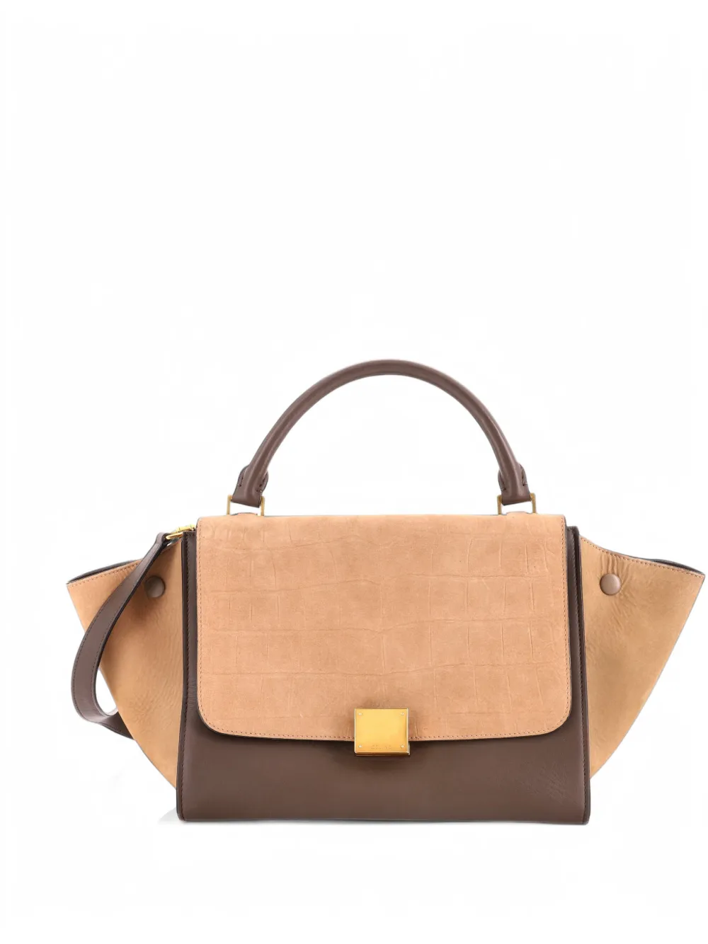 Celine Pre-Owned Trapeze Bag Crocodile Embossed Nubuck Small shoulder bag - Brown