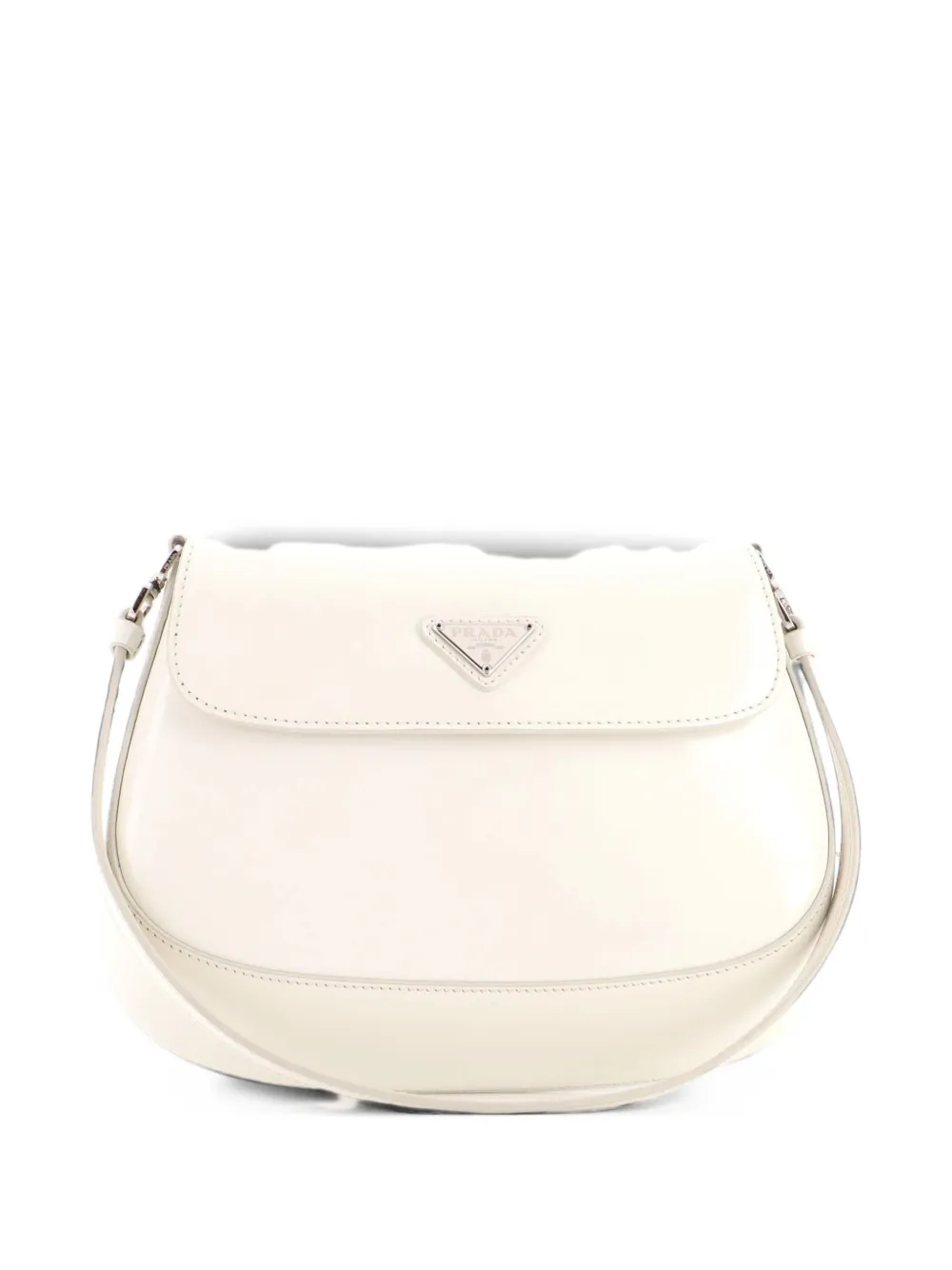 Prada Pre-Owned Cleo Flap Shoulder Bag Spazzolato Leather Small hobo bag - Bianco