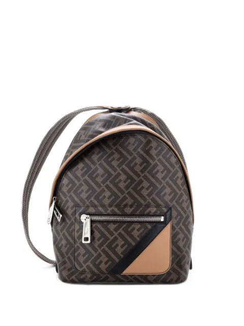 Fendi Pre-Owned Chiodo Zucca Coated Canvas with Leather Small backpack