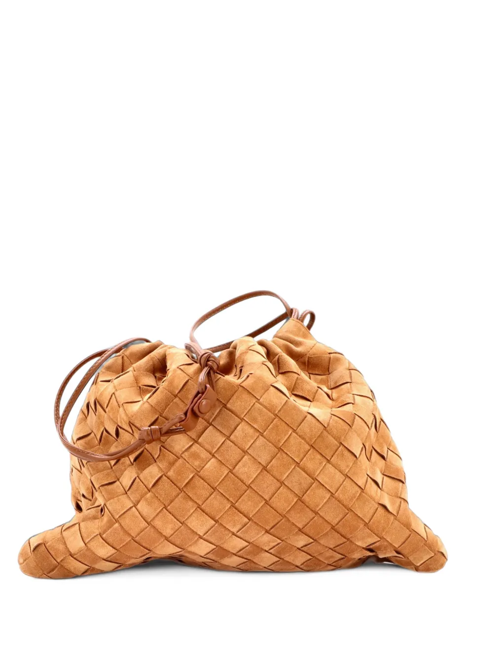Bottega Veneta Pre-Owned Drawstring Dustbag Intrecciato Suede Medium crossbody bag - Braun