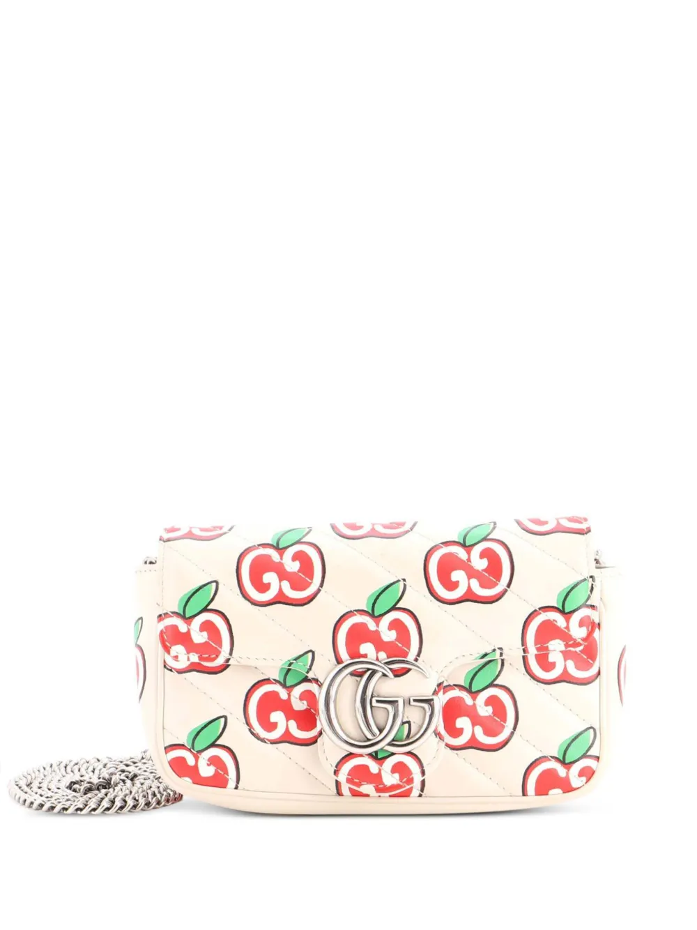 Gucci Pre-Owned GG Marmont Flap Bag Printed Diagonal Quilted Leather Super Mini crossbody bag - Nude