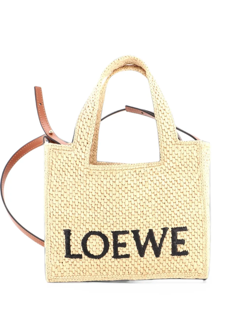Loewe Pre-Owned Paula's Ibiza Logo Convertible Raffia Mini tote bag - Nude
