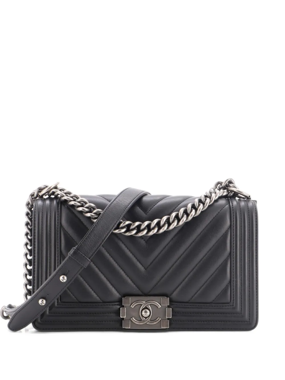 CHANEL Pre-Owned Boy Flap Bag Chevron Calfskin Old Medium shoulder bag - Schwarz