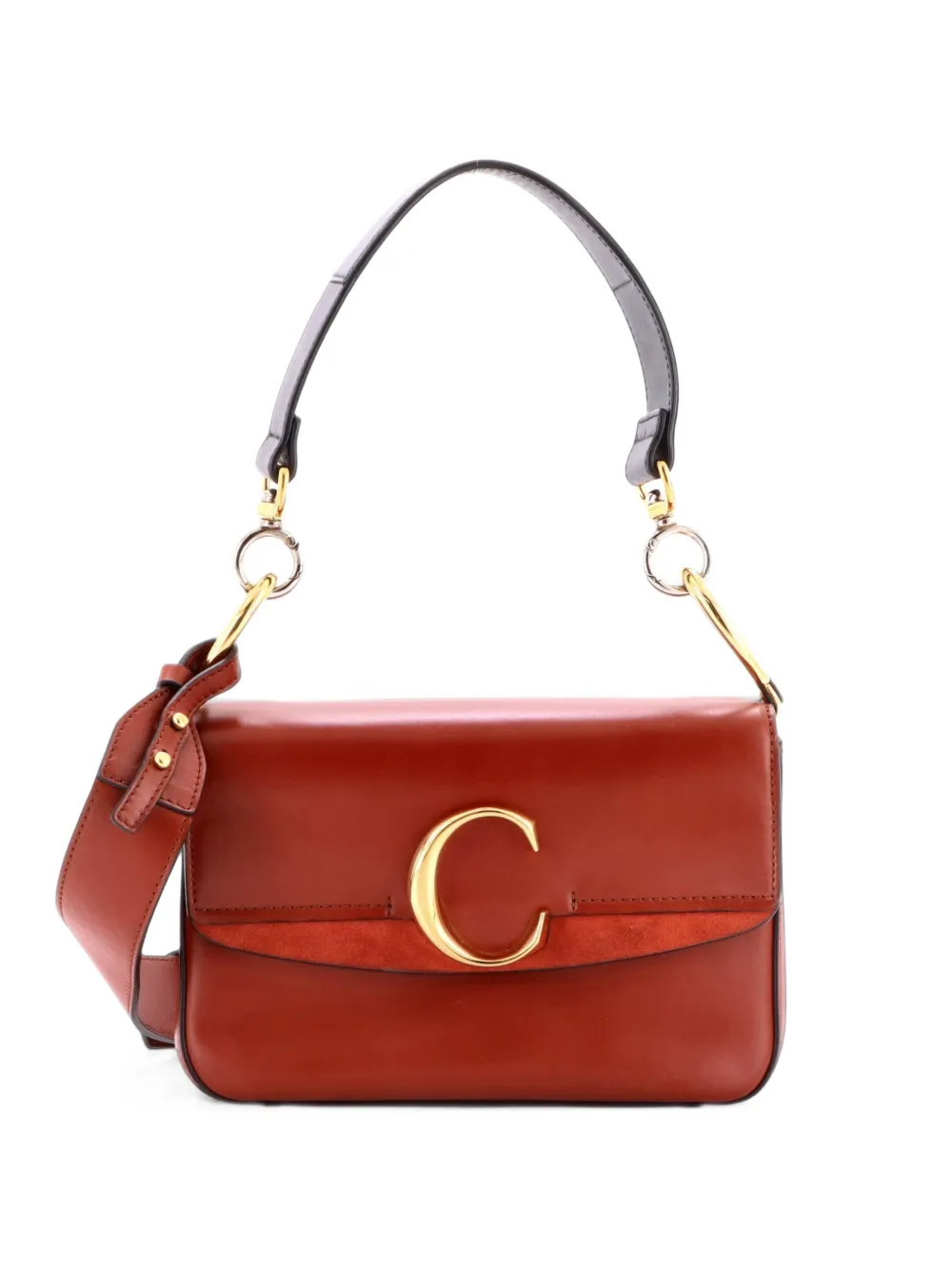 Chloé Pre-Owned C Double Carry Bag Leather Small crossbody bag - Braun