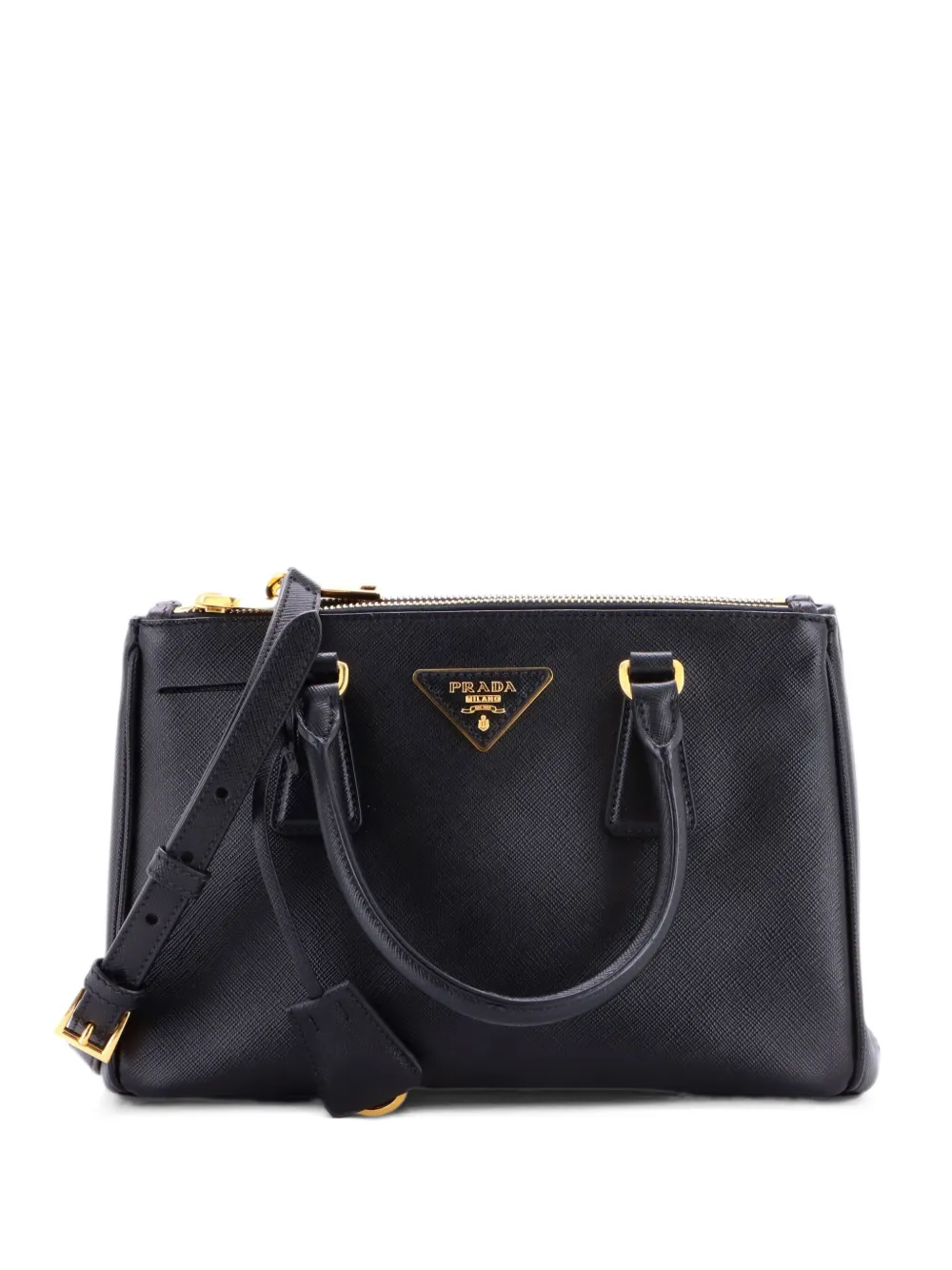 Prada Pre-Owned Double Zip Lux Saffiano Leather Small tote bag - Nero