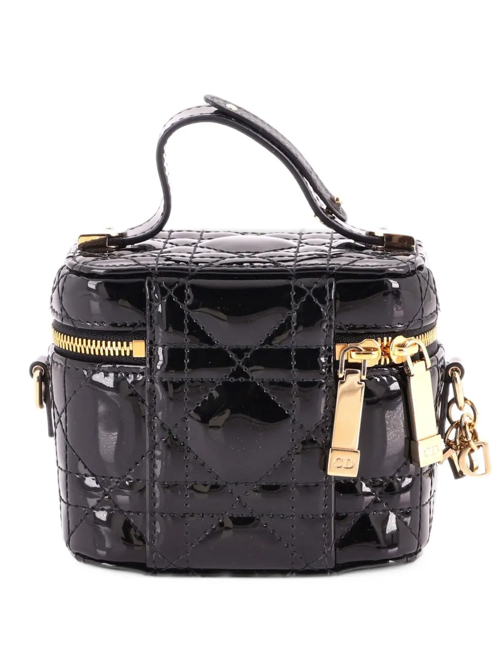 Christian Dior Pre-Owned Lady Dior Vanity Case Cannage Quilt Patent Micro crossbody bag - Schwarz