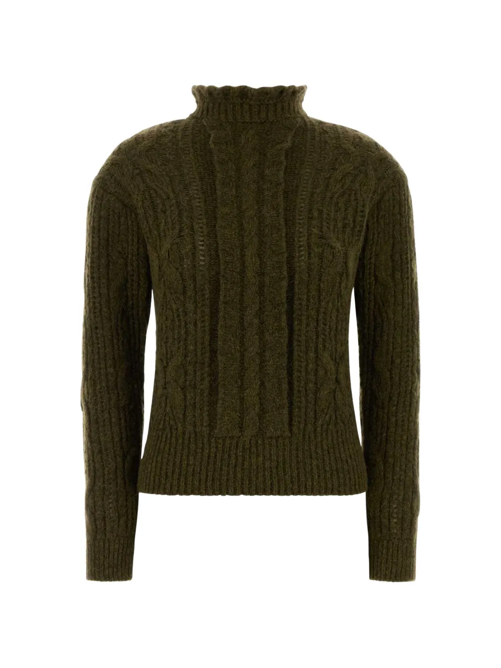 Moncler Grenoble cable-knit ruffled-collar sweater Groen
