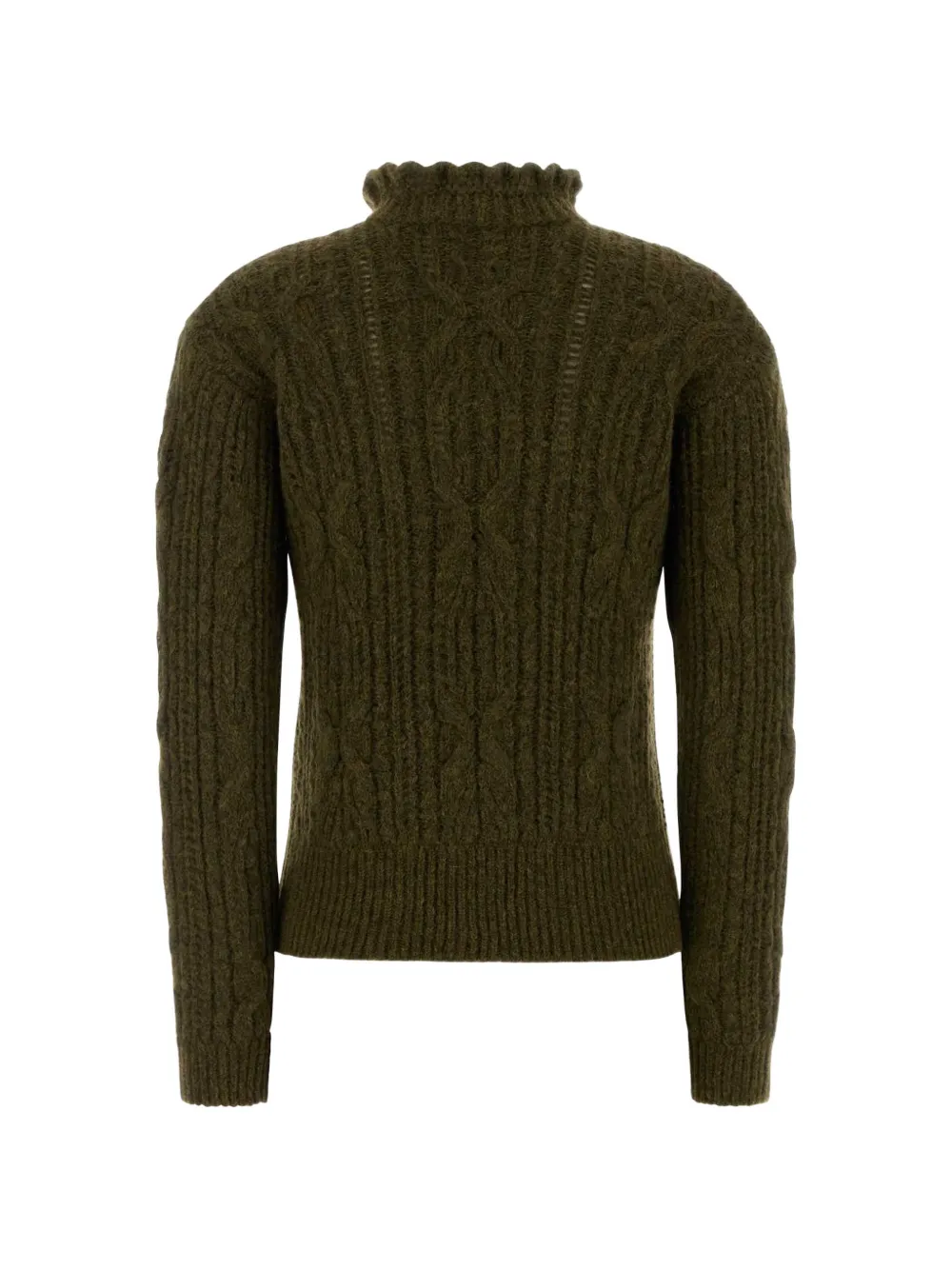 Moncler Grenoble cable-knit ruffled-collar sweater Groen