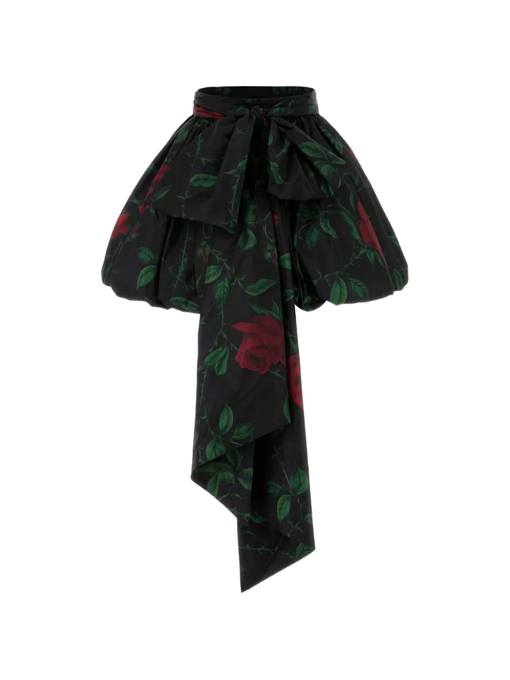 Blumarine rose-print bow-detail mini skirt - Schwarz