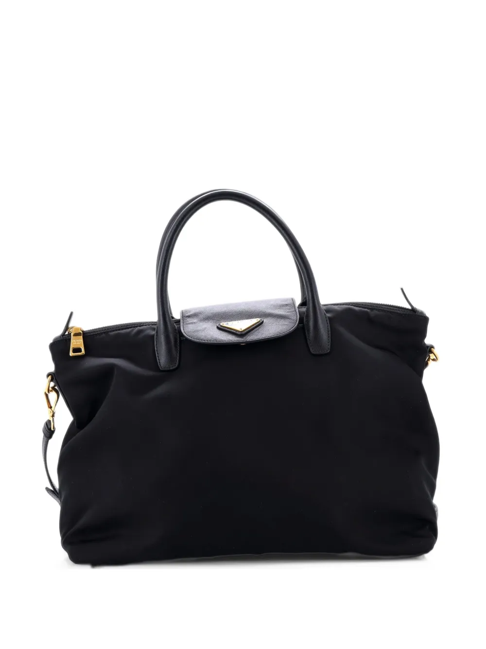 Prada Pre-Owned Convertible Flap Tessuto and Saffiano Leather Medium tote bag - Nero