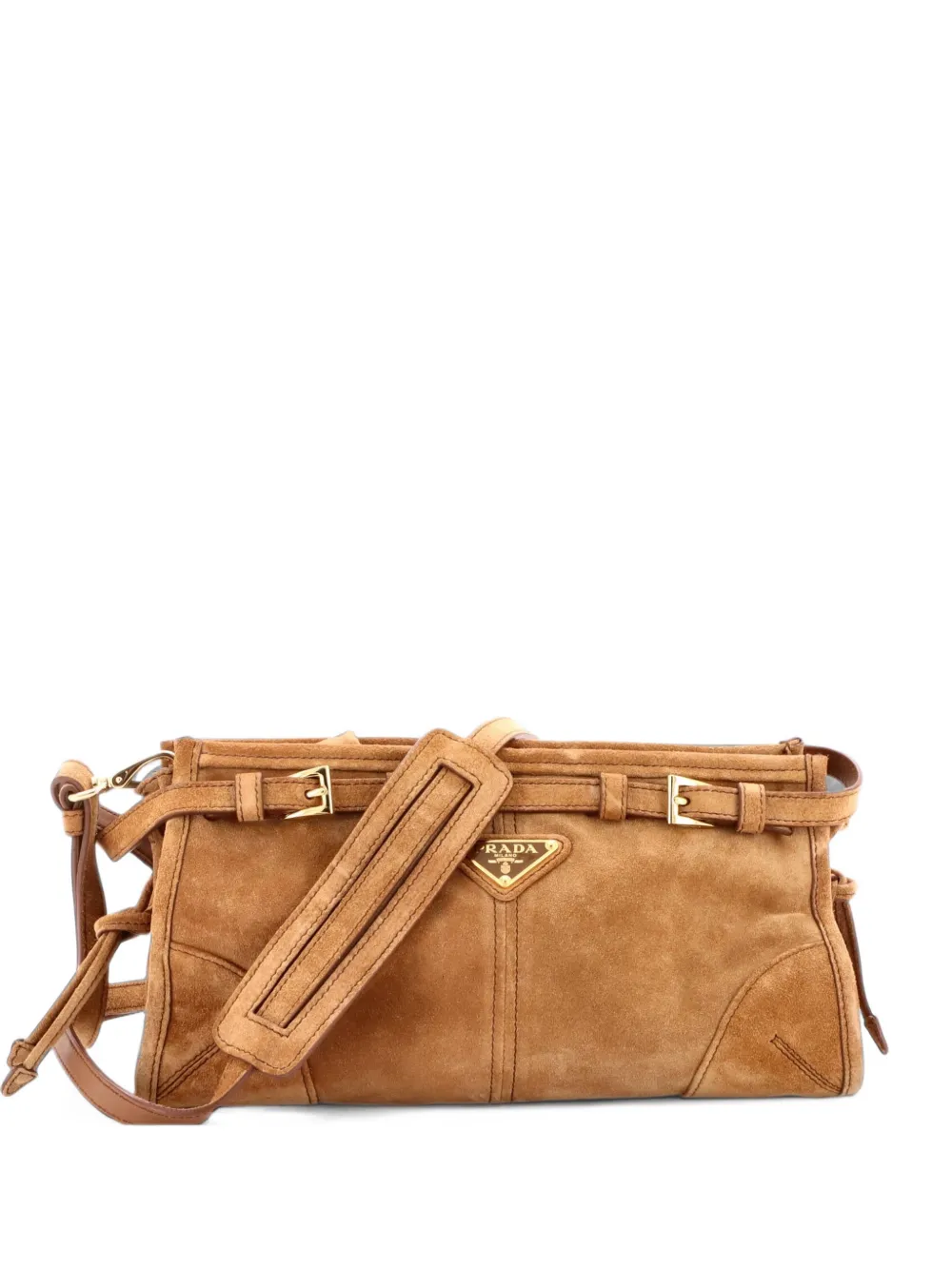 Prada Pre-Owned Bonnie Handbag Suede Small shoulder bag - Marrone