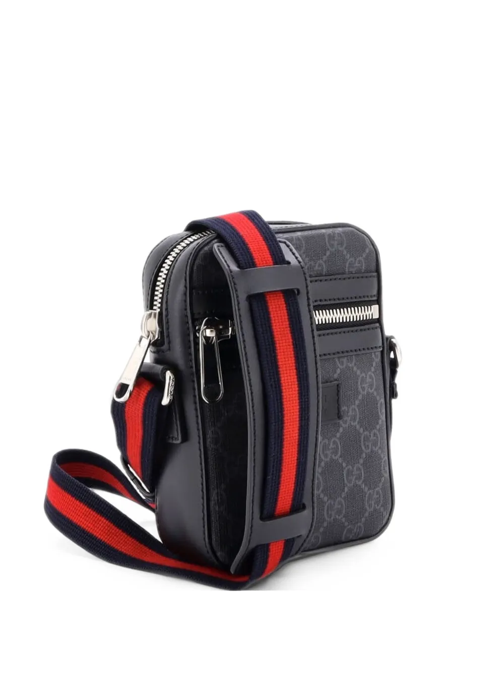 Gucci Pre-Owned Web Strap Front Zip Messenger Bag GG Coated Canvas Mini crossbody bag - Schwarz
