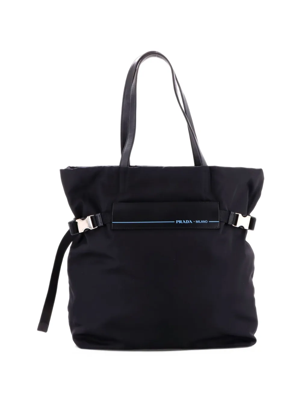 Prada Pre-Owned Belted Logo Tessuto Medium tote bag in Black