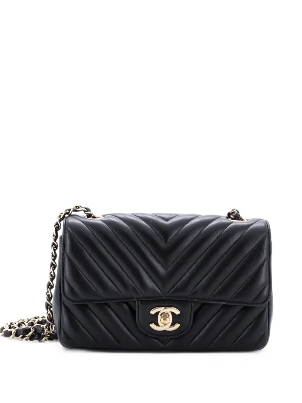 CHANEL Pre-Owned Classic Single Flap Bag Chevron Lambskin Mini shoulder bag - Schwarz