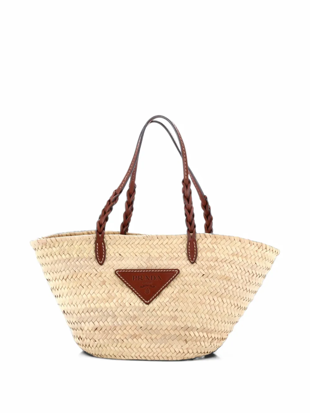 Prada Pre-Owned Basket Raffia with Leather Medium tote bag - Toni neutri