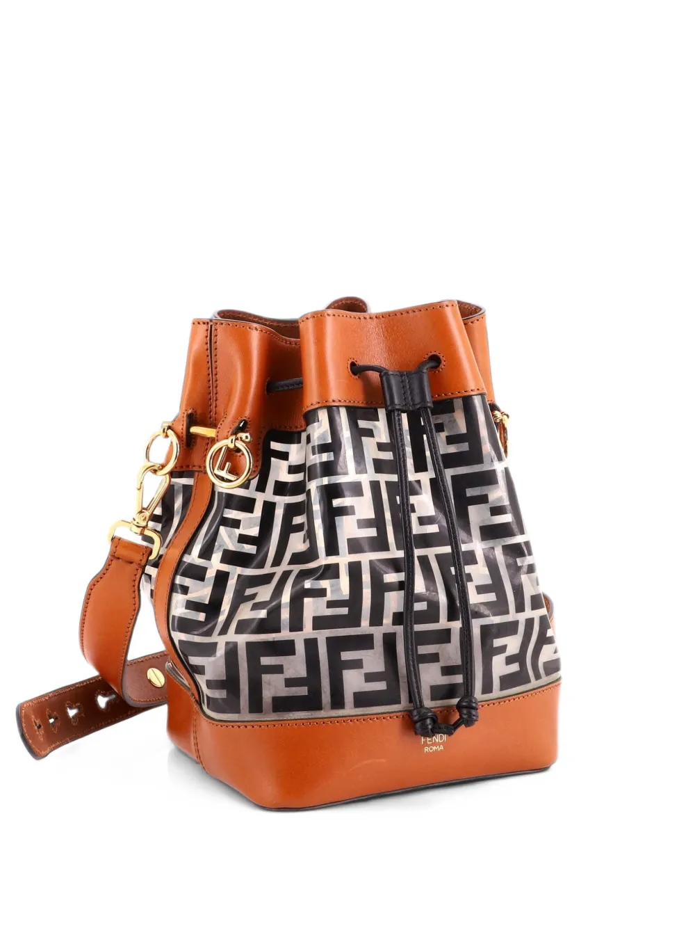 Fendi Pre-Owned Mon Tresor Zucca PU Small bucket bag - Marrone