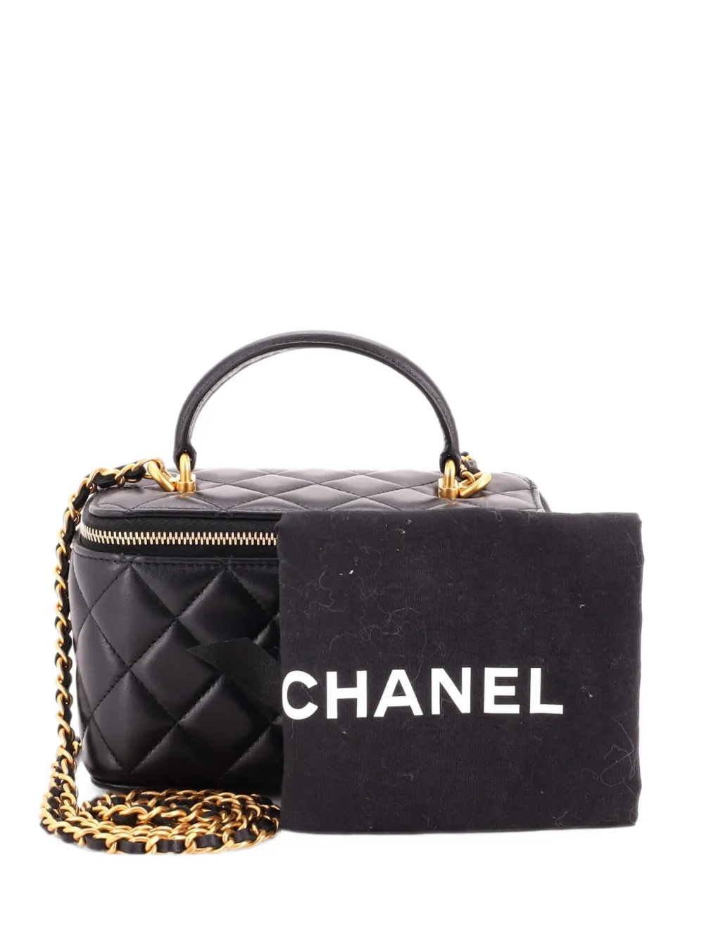 CHANEL Pre-Owned Classic Top Handle Vanity Case with Chain Quilted Lambskin Small crossbody bag - Schwarz