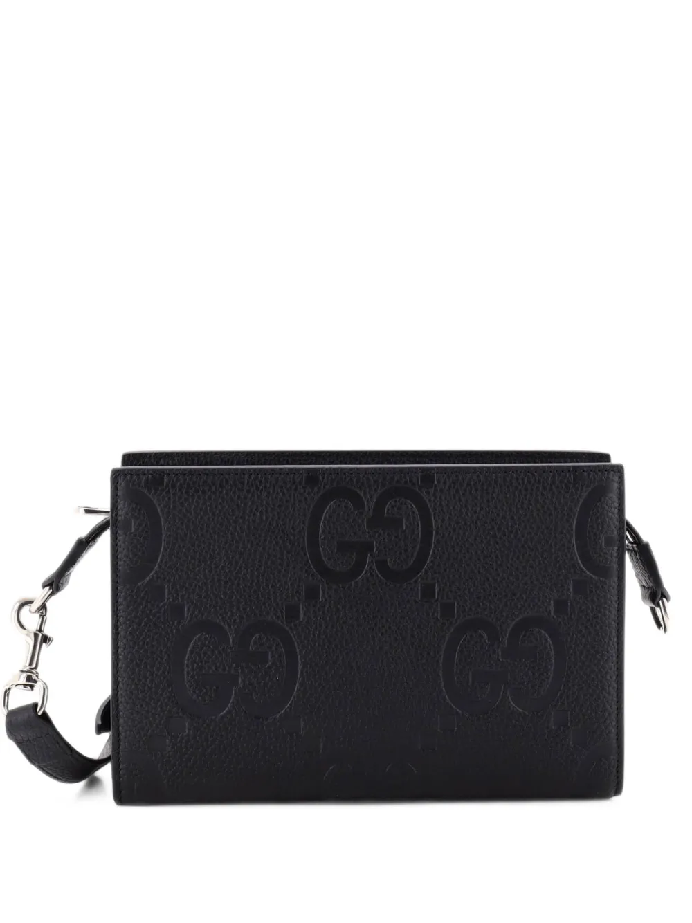 Gucci Pre-Owned Zip Crossbody Bag Jumbo GG Embossed Leather shoulder bag - Schwarz