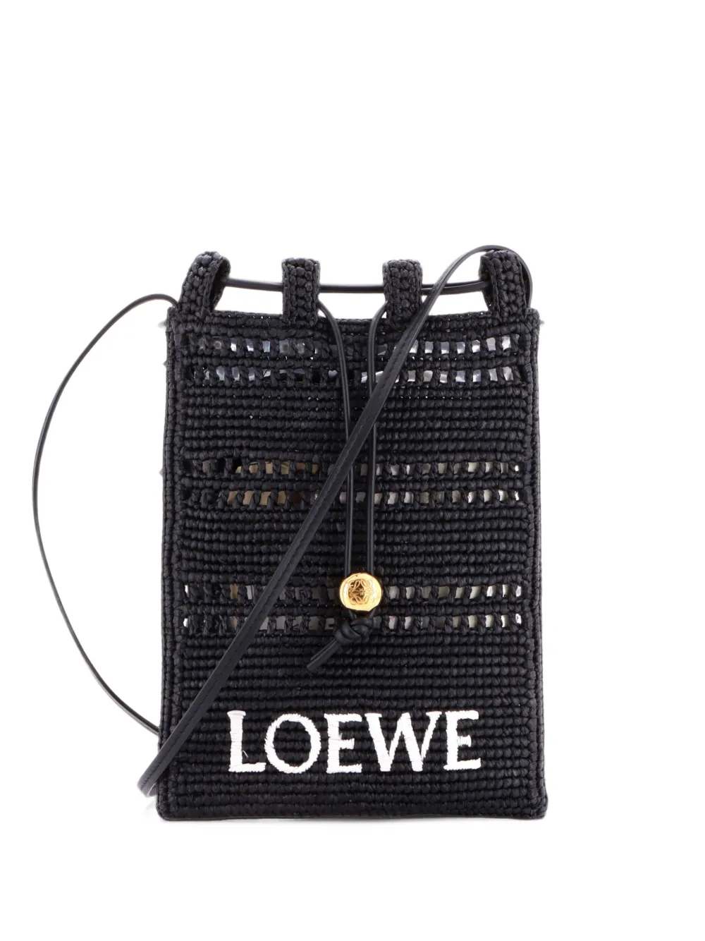 Loewe Pre-Owned Paula's Ibiza Drawstring Woven Raffia Small crossbody bag - Nero