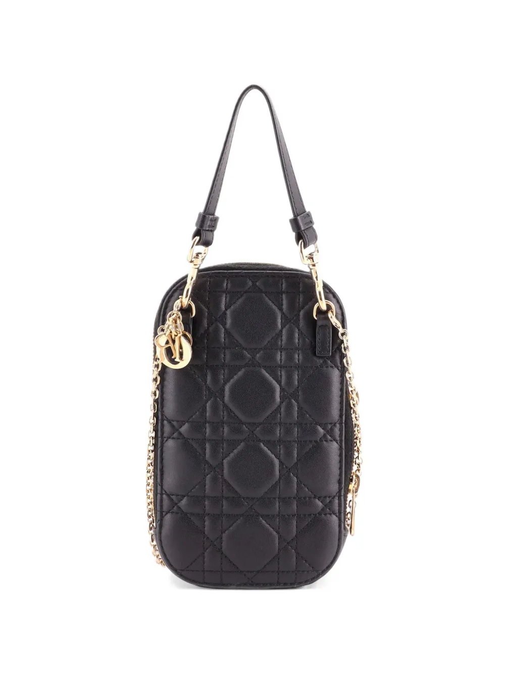 Christian Dior Pre-Owned Lady Dior Phone Holder on Chain Cannage Quilt Lambskin crossbody bag - Schwarz