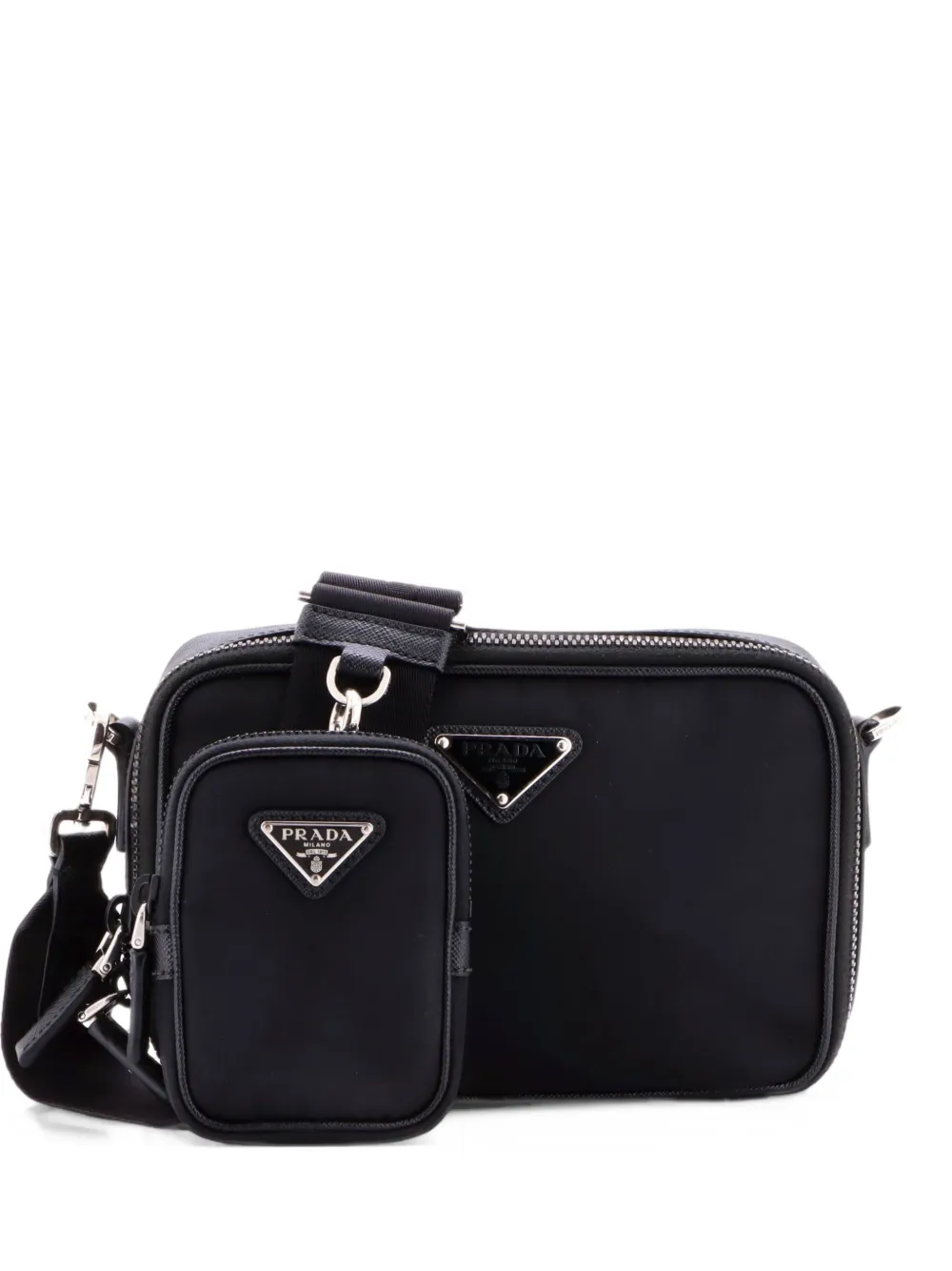 Prada Pre-Owned Brique Camera Re-Nylon with Saffiano Leather Small crossbody bag - Schwarz