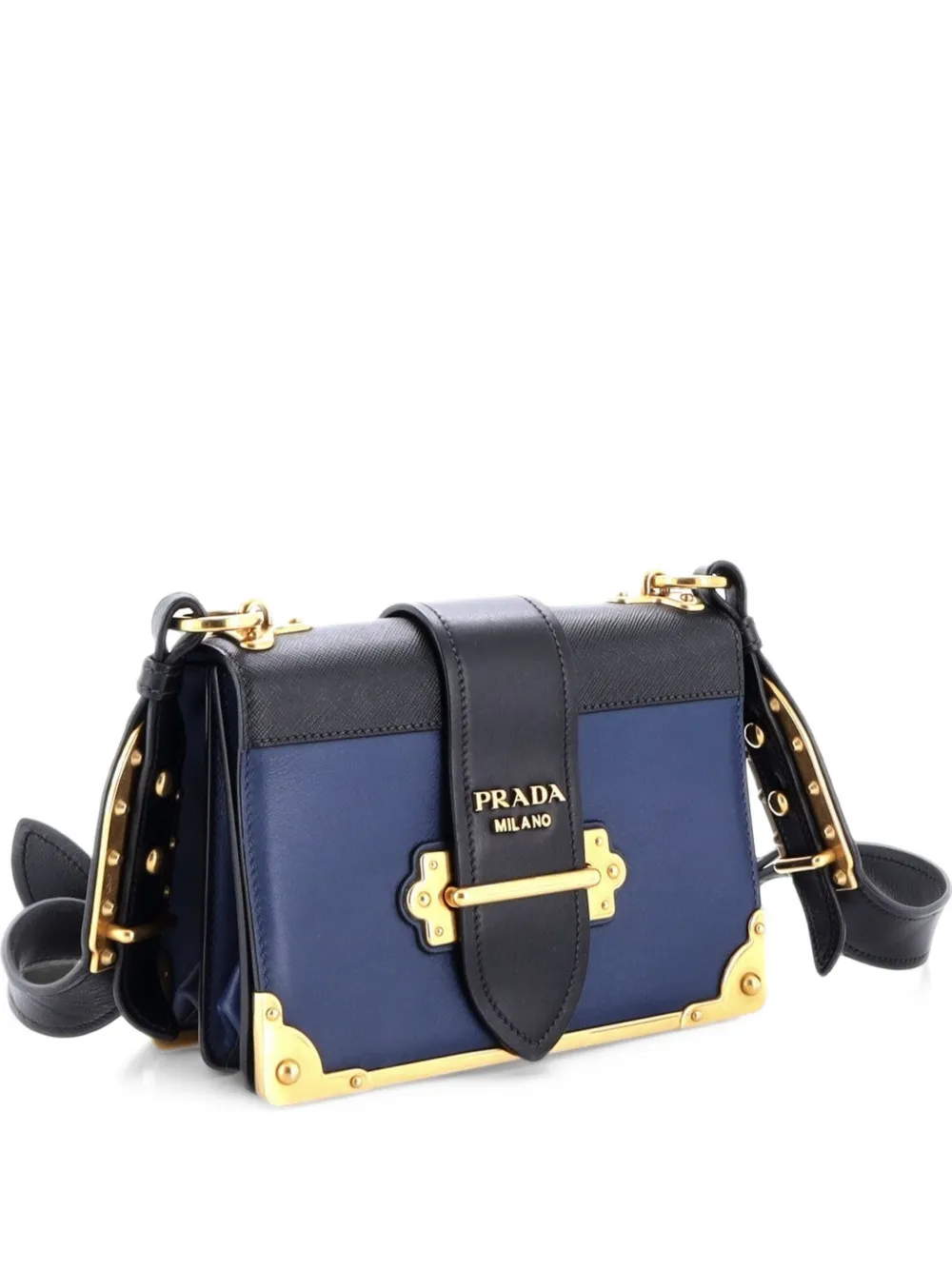 Prada Pre-Owned Cahier Leather and Saffiano Leather Small crossbody bag - Nero
