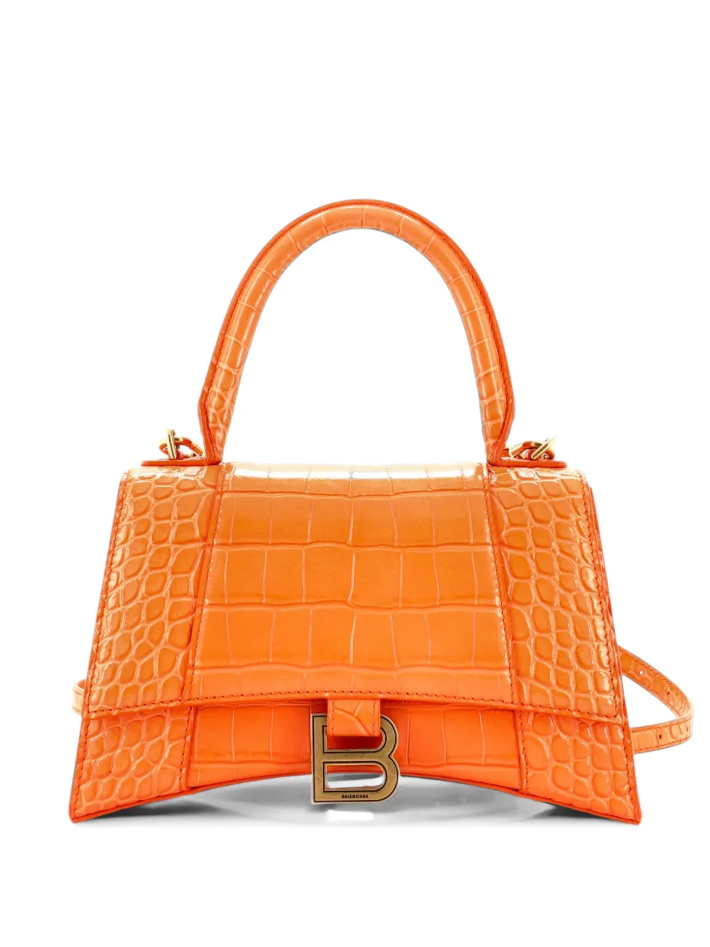 Balenciaga Pre-Owned Hourglass Top Handle Bag Crocodile Embossed Leather Small crossbody bag - Orange