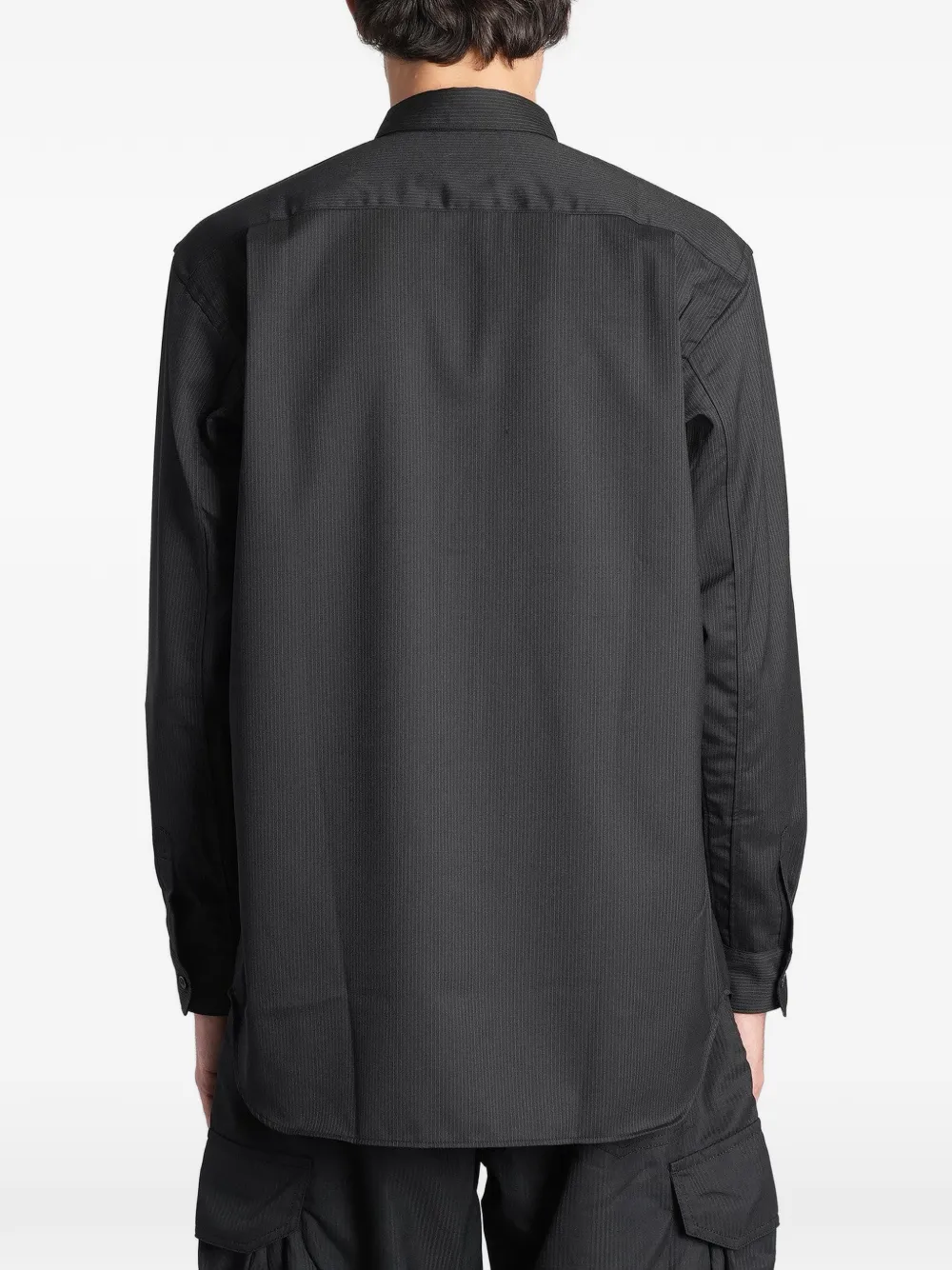 Comme Des Garçons Shirt stripe-pattern patch-pocket shirt Zwart