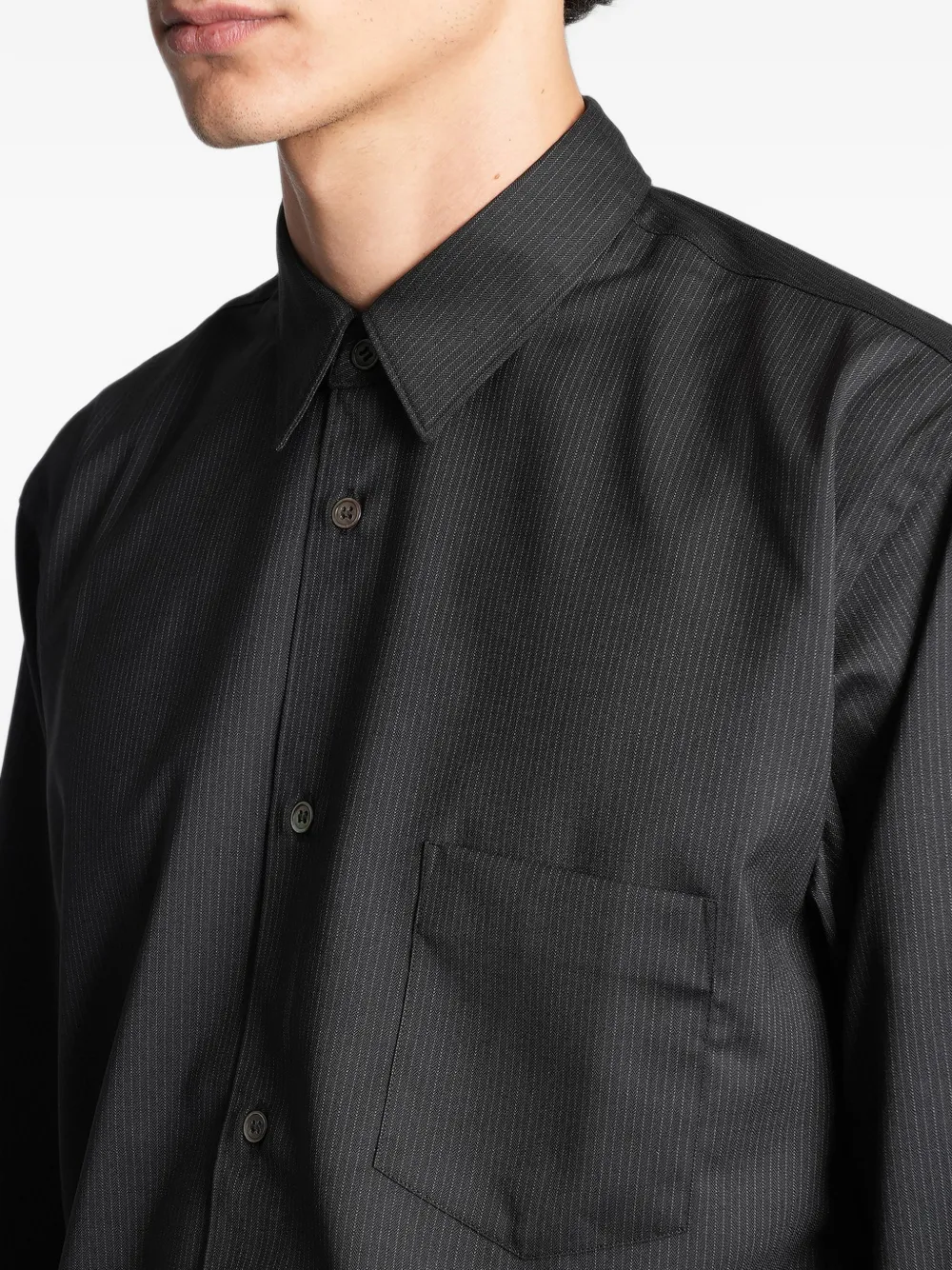 Comme Des Garçons Shirt stripe-pattern patch-pocket shirt Zwart