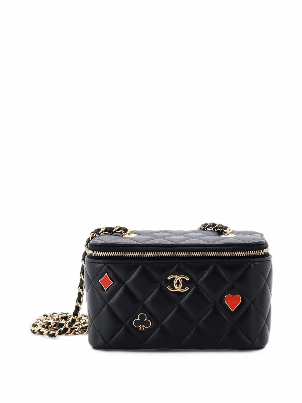 CHANEL Pre-Owned Coco Casino Vanity Case with Chain Quilted Lambskin Small pouch - Schwarz