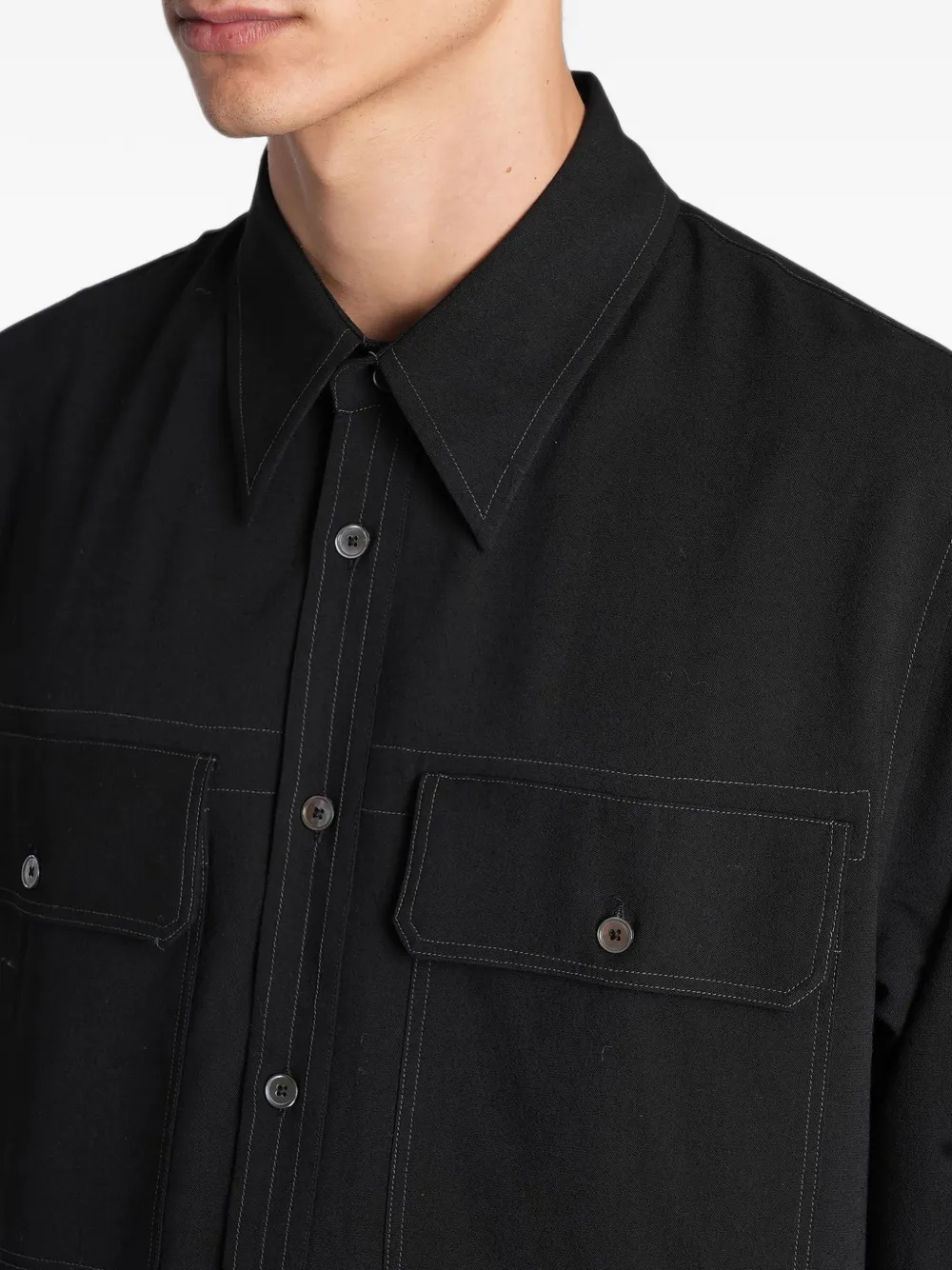 Paul Smith oversized black viscose-wool shirt Zwart