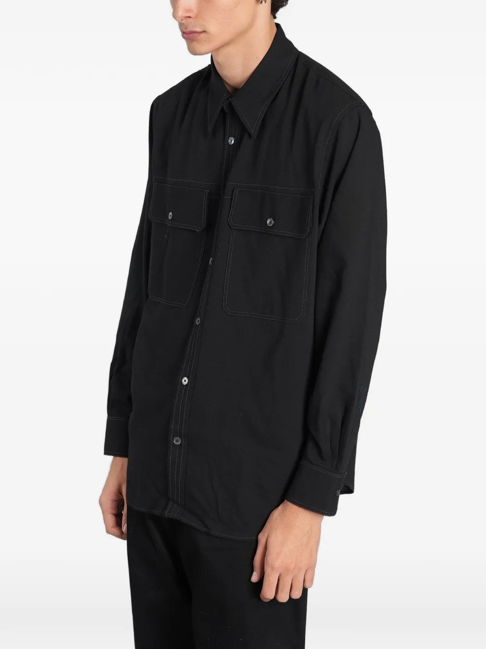 Paul Smith oversized black viscose-wool shirt Zwart
