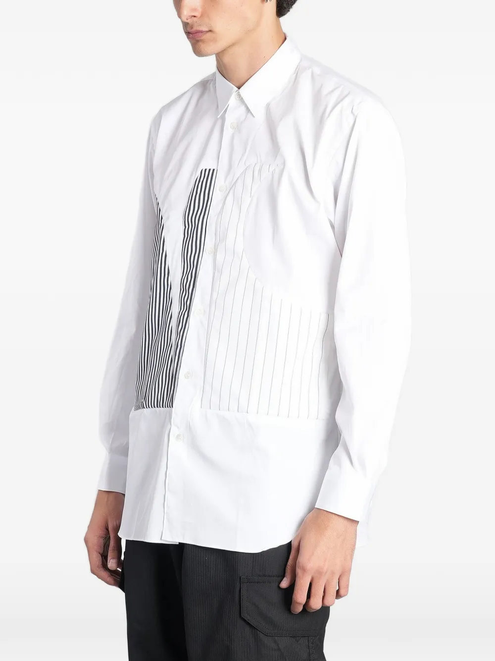 Comme Des Garçons Shirt stripe-panelled cotton shirt Wit